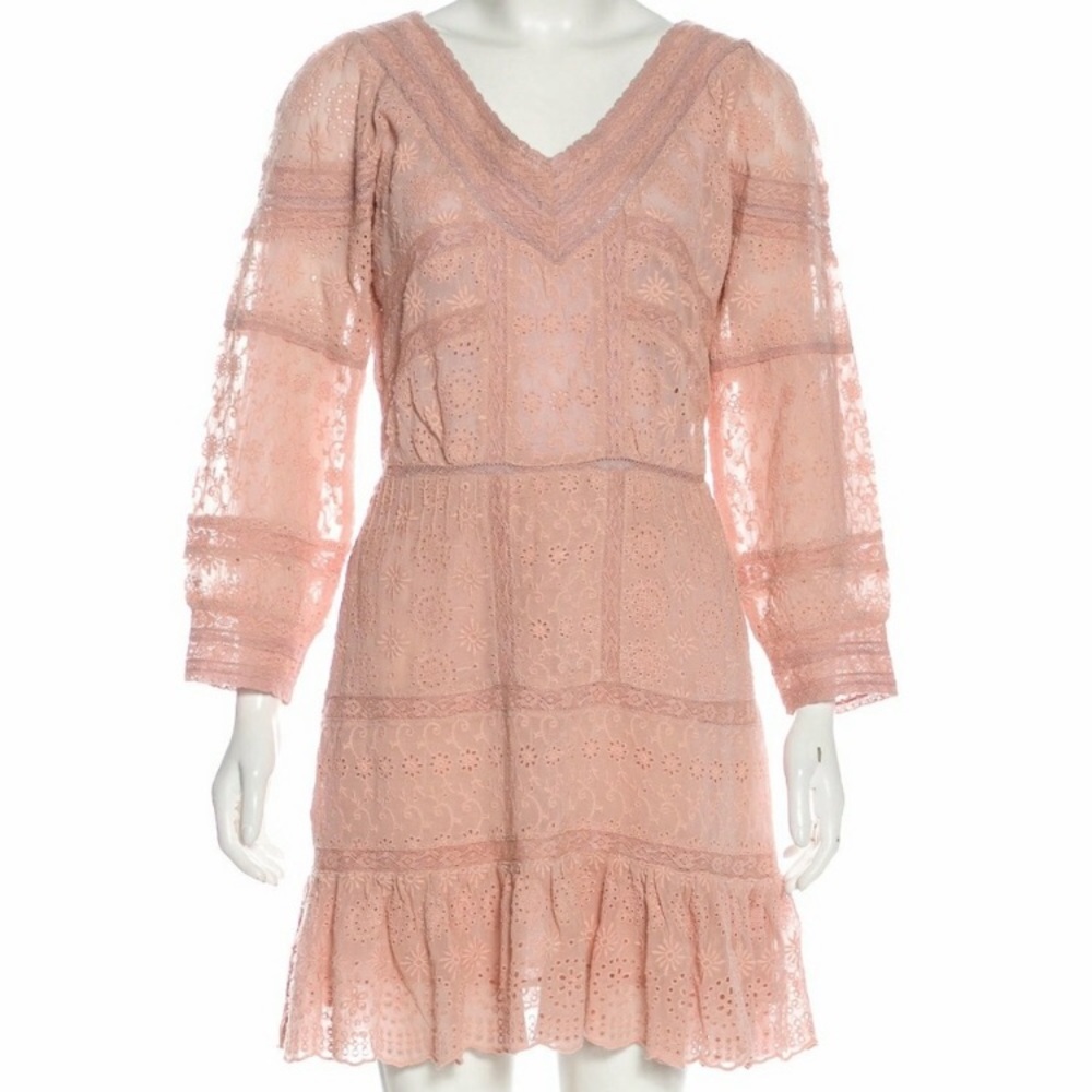 LoveShackFancy “Cheri” Pink Eyelet Lace Dress 🤍 cottagecore fairy fae vintage